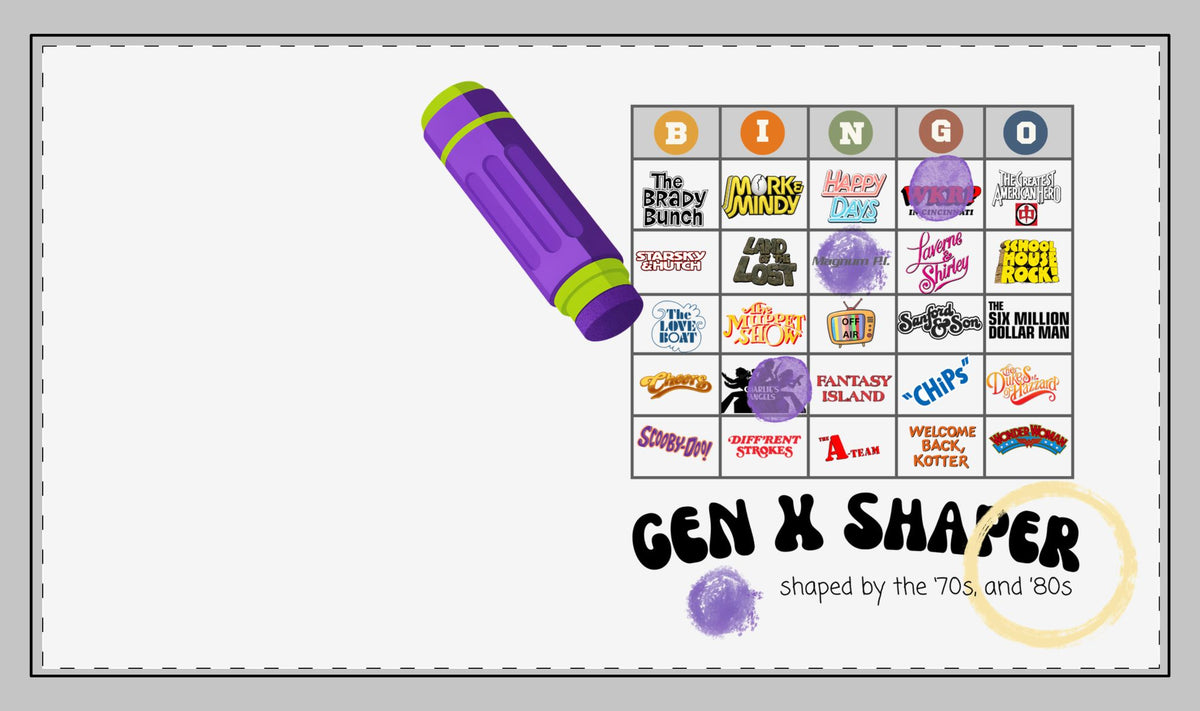 Gen X 70s & 80s TV Shows Bingo Desk Mat | Retro Office Decor