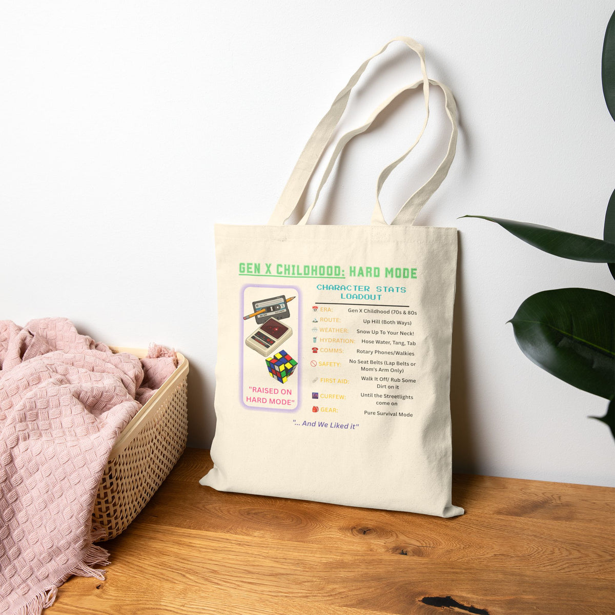 Gen X Childhood Hard Mode Tote Bag | Retro Canvas Bag