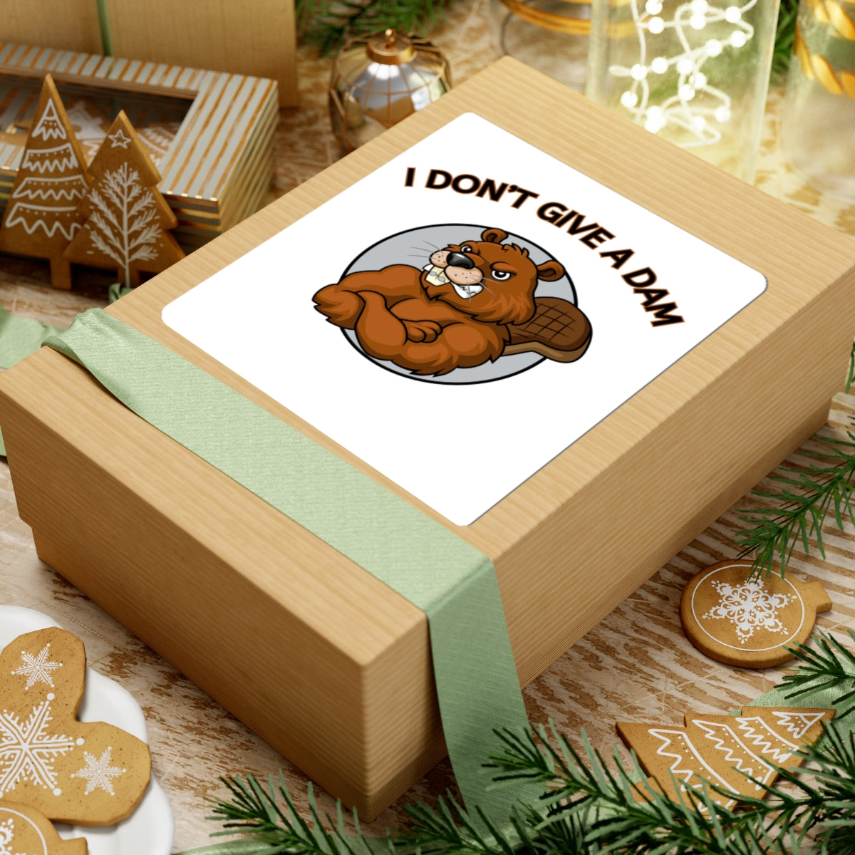 I Don't Give a Dam Beaver Sticker — Funny Attitude Kiss-Cut Sticker