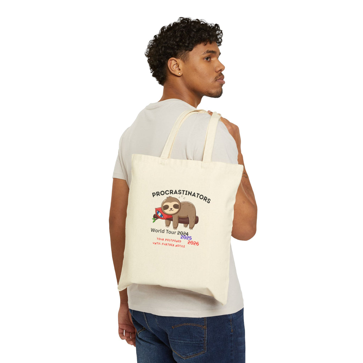 Procrastinators World Tour Tote Bag | Sloth Canvas Bag