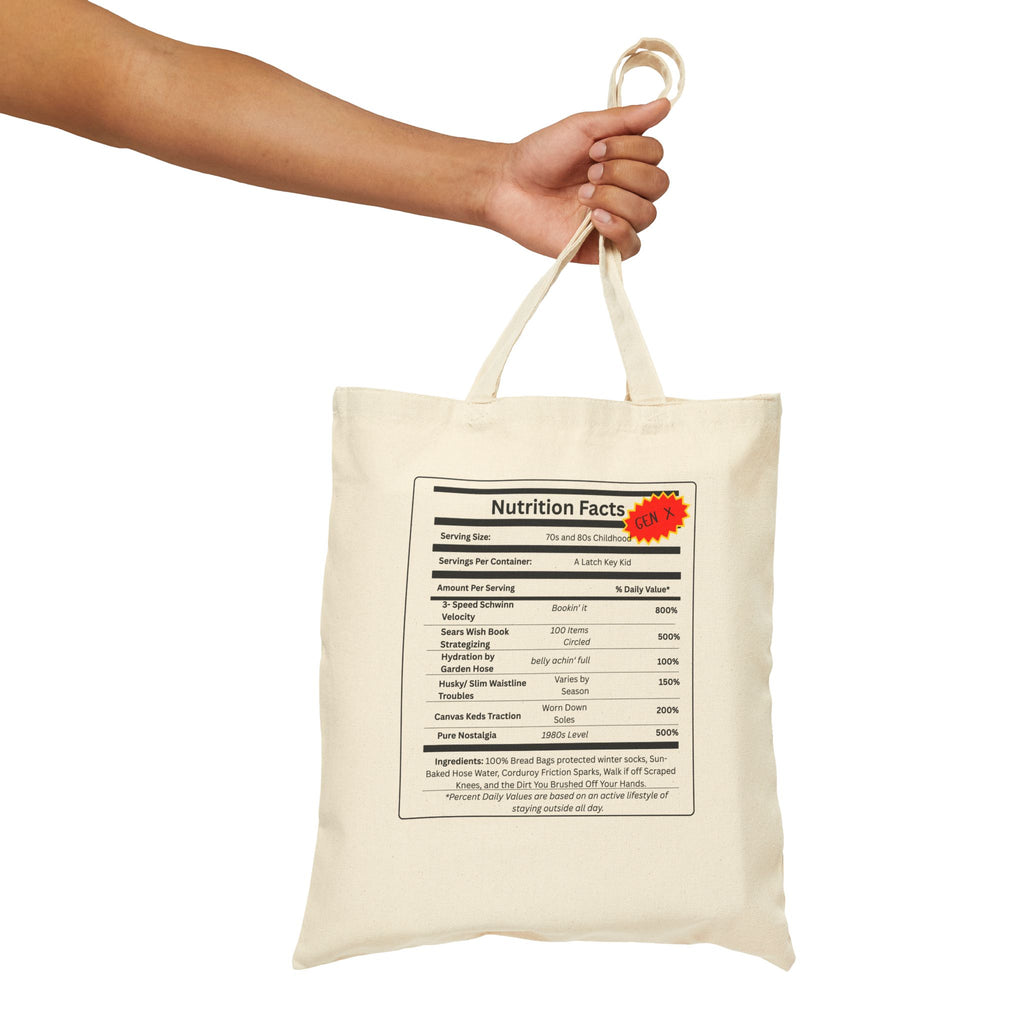 Gen X Nutrition Facts Tote Bag | Retro Canvas Bag