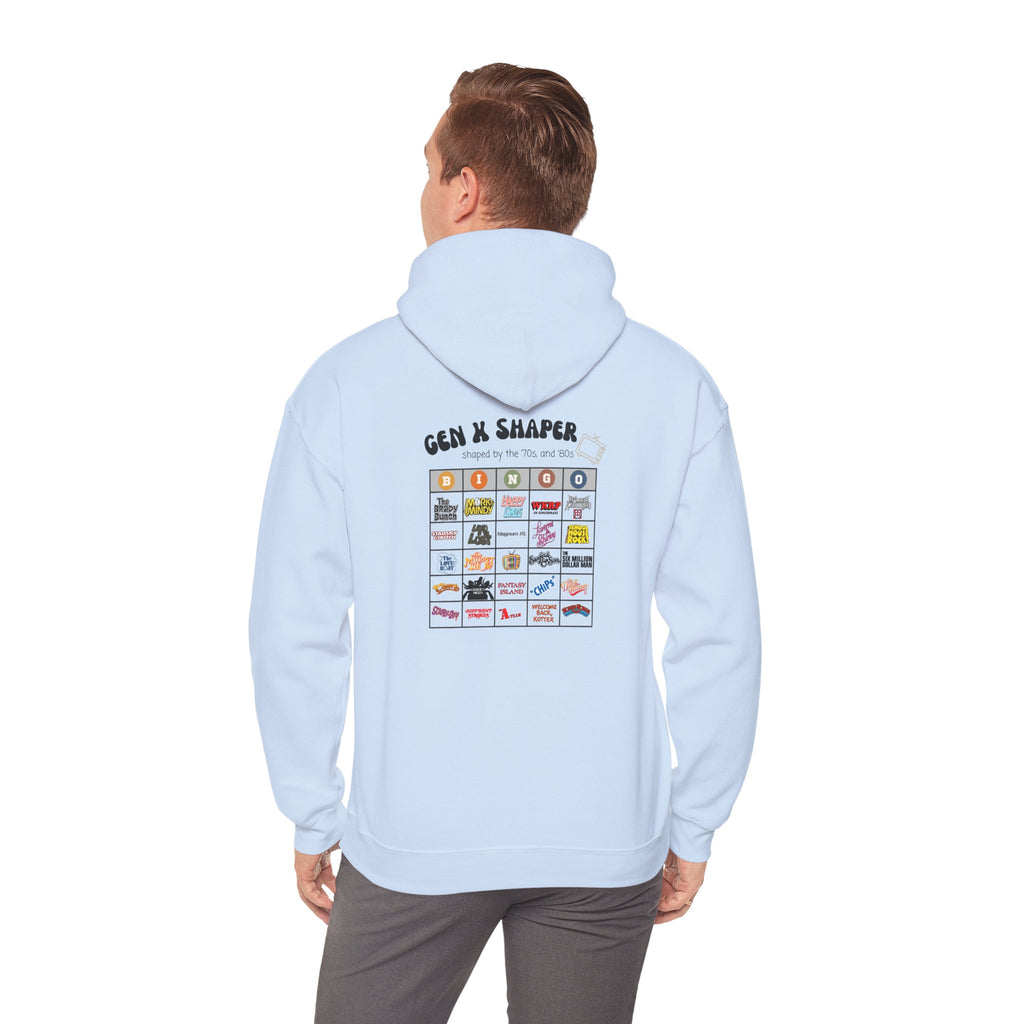 Gen X 70s & 80s TV Shows Bingo Hoodie | Retro Nostalgia Sweatshirt