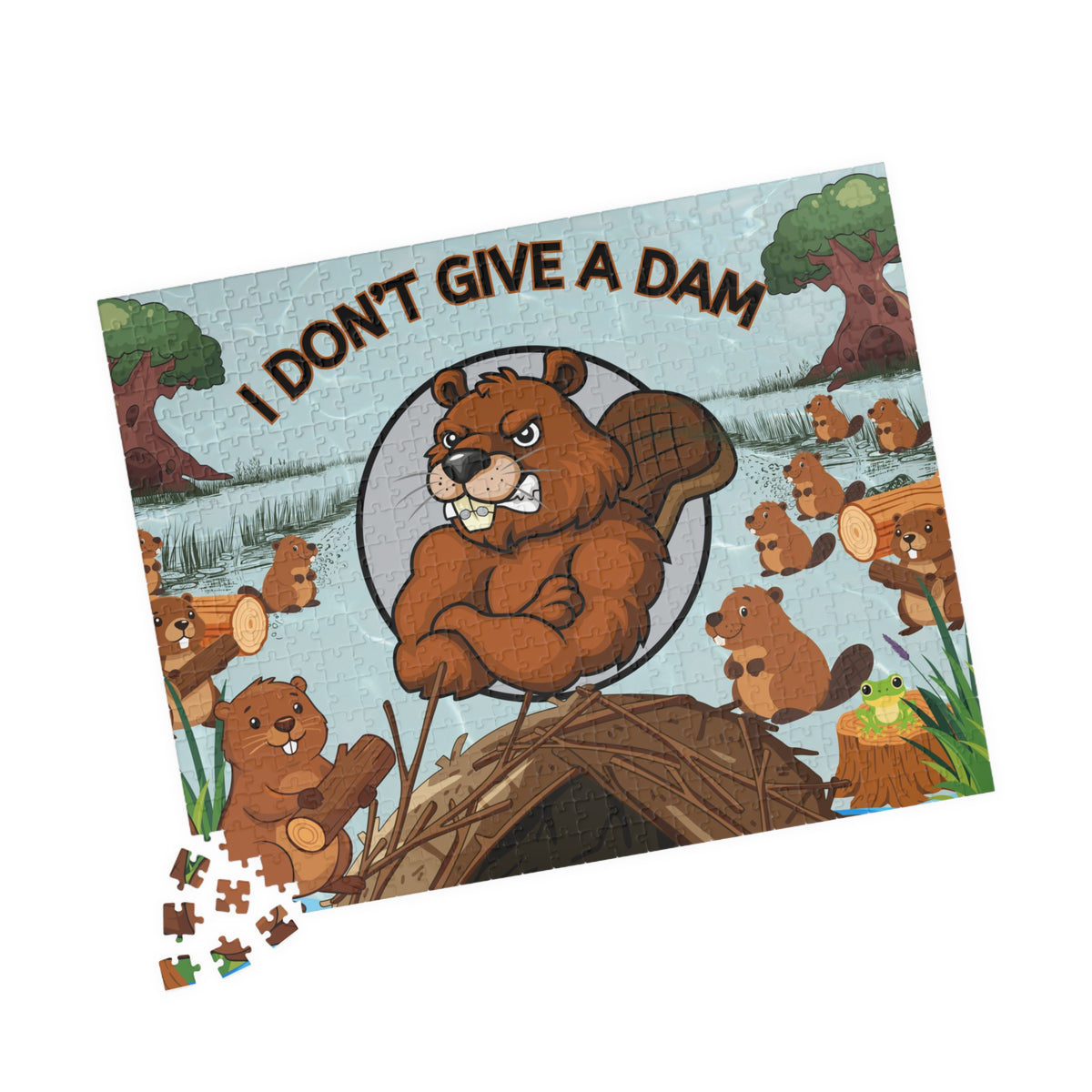 I Don't Give a Dam Beaver Puzzle — Funny Animal Jigsaw for Adults & Families (110–1014 pcs)
