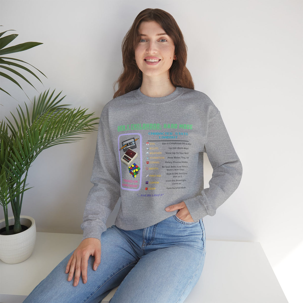 Gen X Childhood Hard Mode Sweatshirt | Retro Crewneck