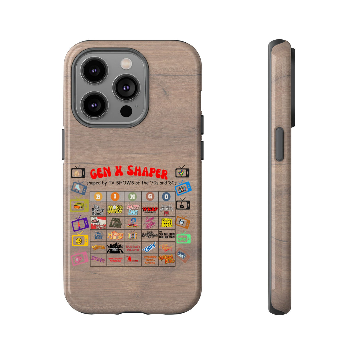 Gen X 70s & 80s TV Shows Bingo iPhone Case | Retro Tough Cover