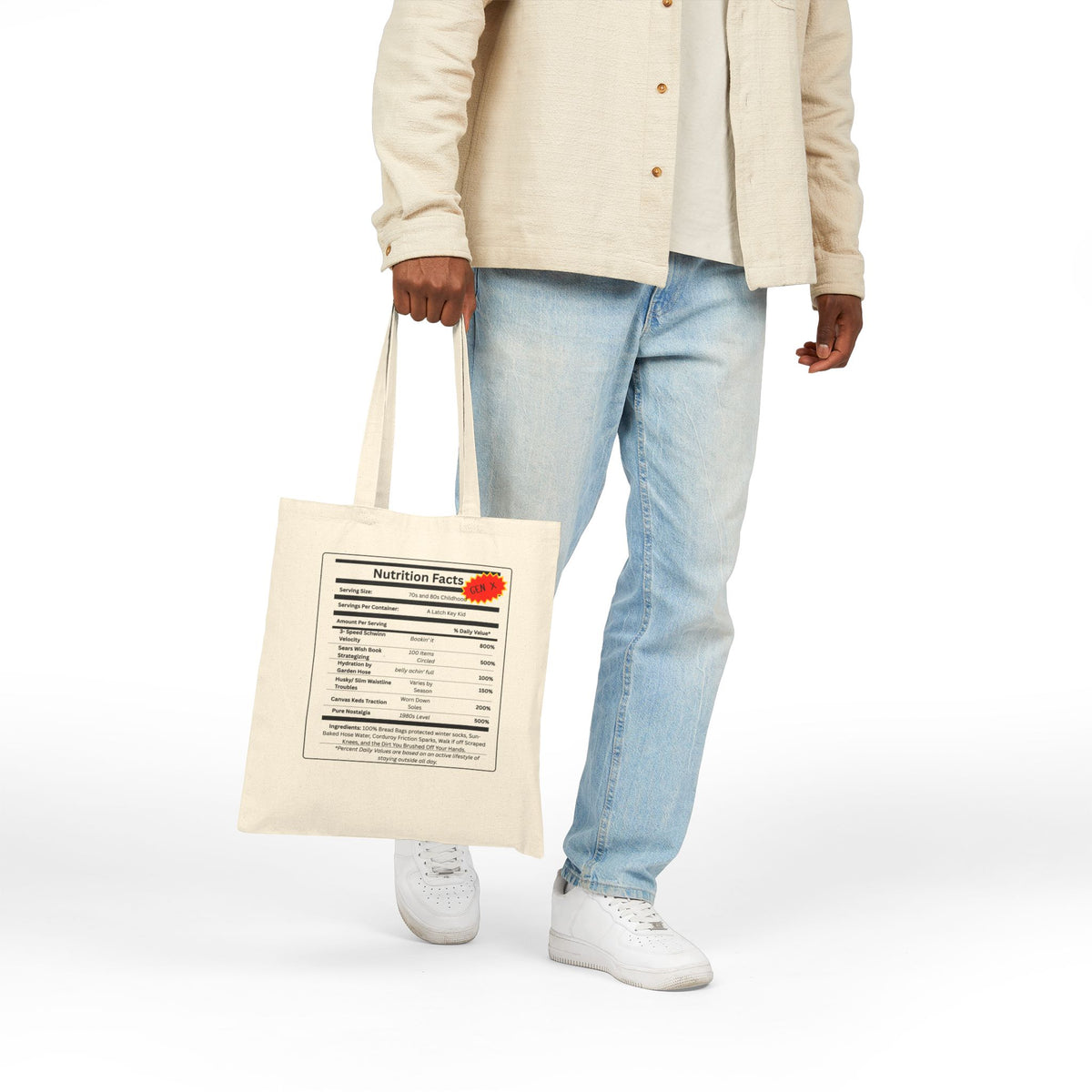 Gen X Nutrition Facts Tote Bag | Retro Canvas Bag