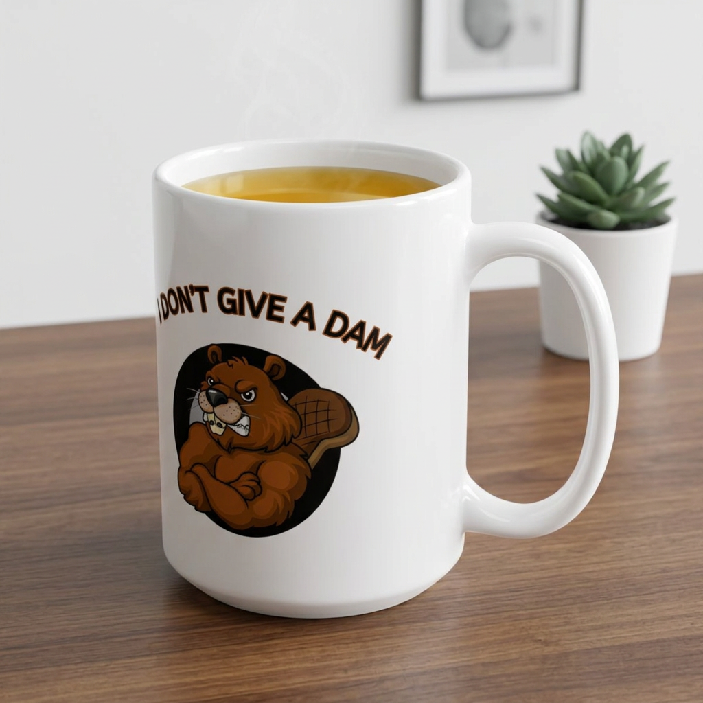 I Don’t Give a Dam Beaver Mug | Funny Attitude Ceramic Mug (11oz, 15oz)