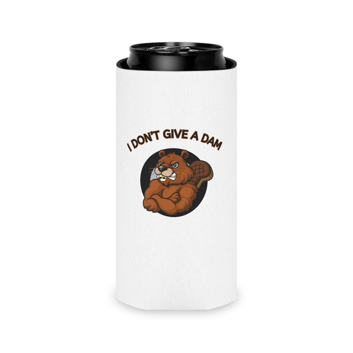 I Don't Give a Dam Beaver Can Cooler — Funny Outdoor Beverage Insulator