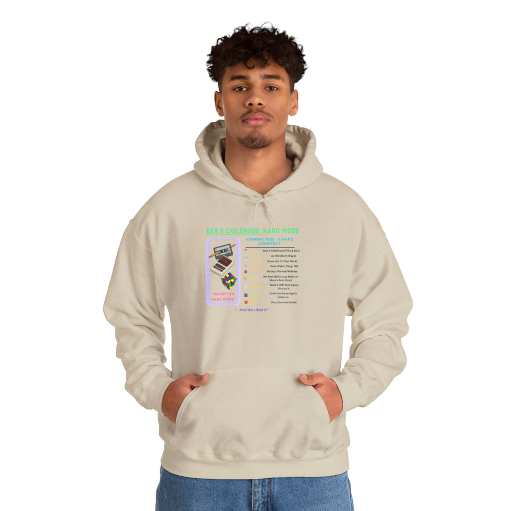 Gen X Childhood Hard Mode Hoodie | Retro Arcade Sweatshirt