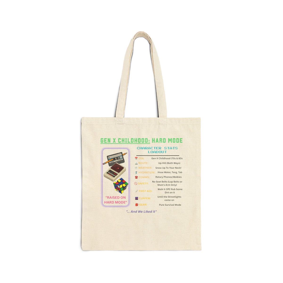 Gen X Childhood Hard Mode Tote Bag | Retro Canvas Bag