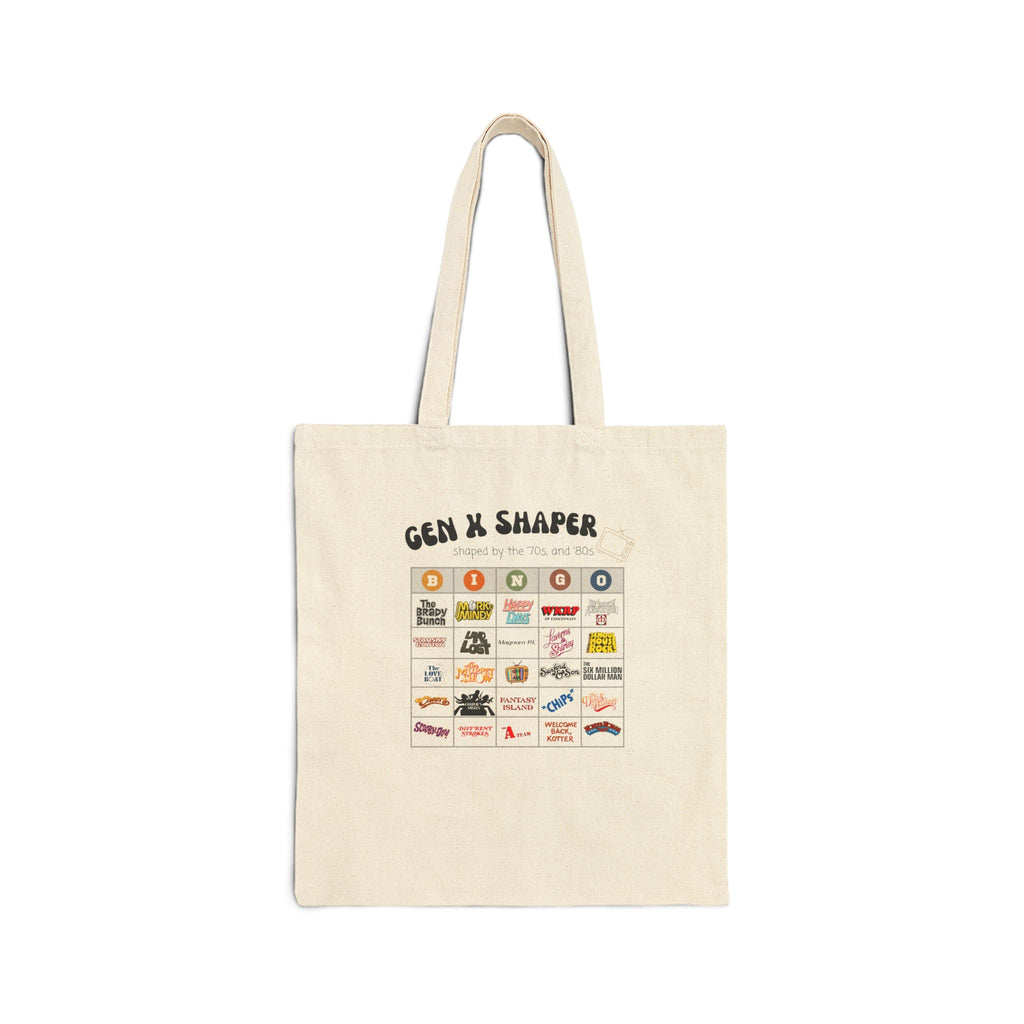 Gen X 70s & 80s TV Shows Bingo Tote Bag | Retro Canvas Bag