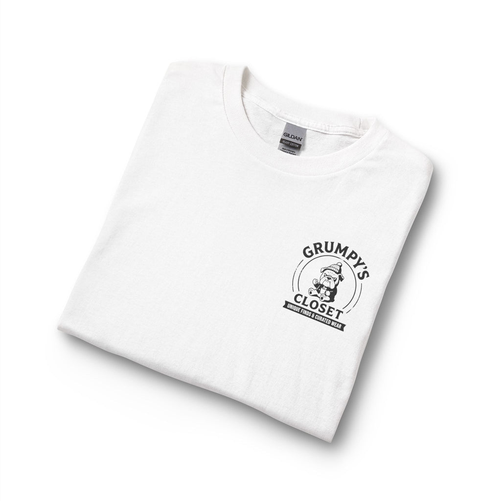 Grumpy's Closet Long Sleeve Tee — Vintage Bulldog Logo, 'Unique Finds & Curated Wear'