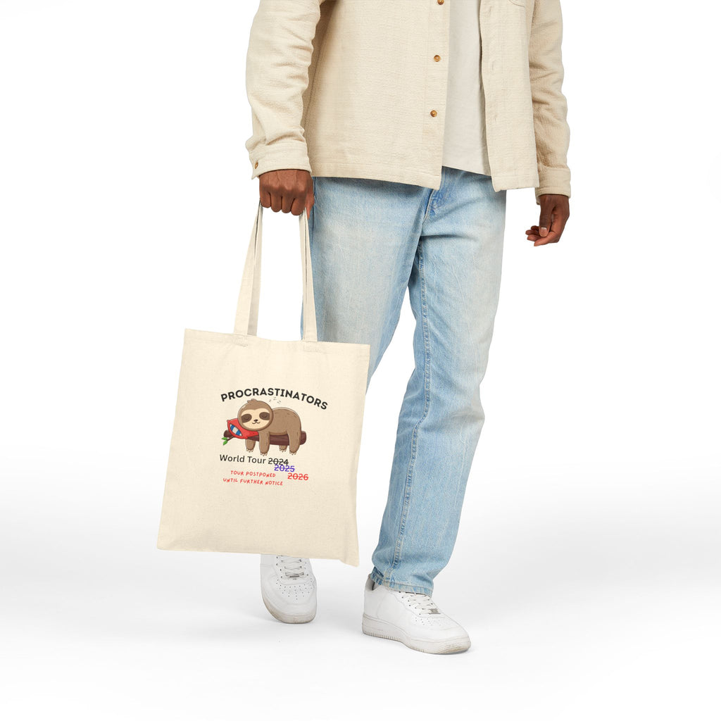 Procrastinators World Tour Tote Bag | Sloth Canvas Bag