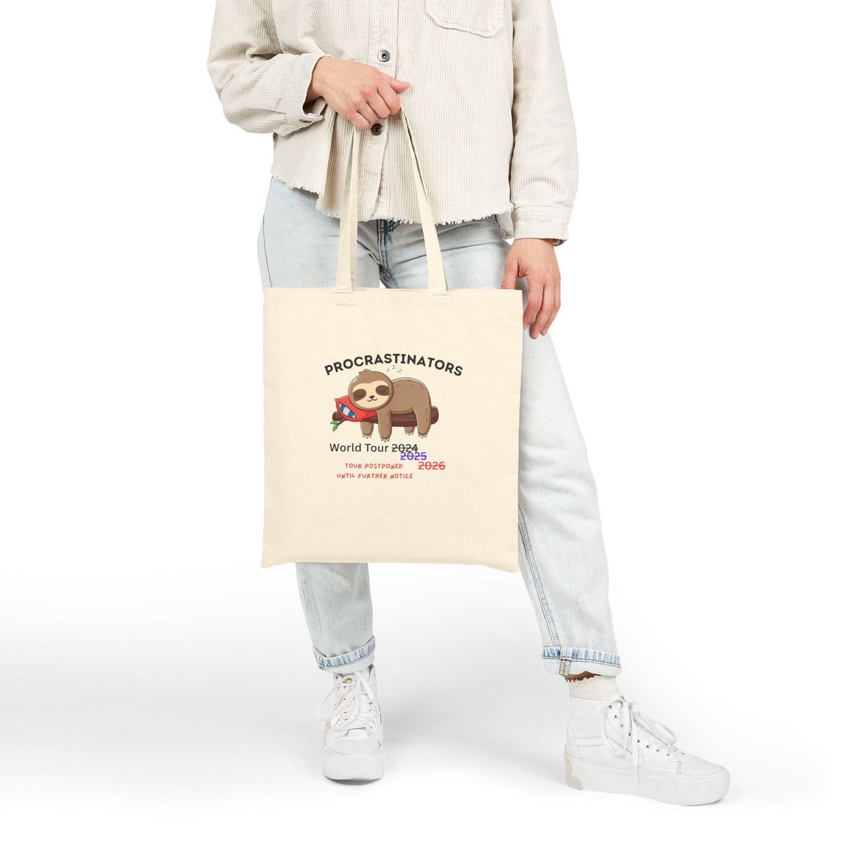 Procrastinators World Tour Tote Bag | Sloth Canvas Bag