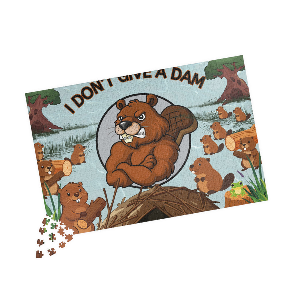 I Don't Give a Dam Beaver Puzzle — Funny Animal Jigsaw for Adults & Families (110–1014 pcs)