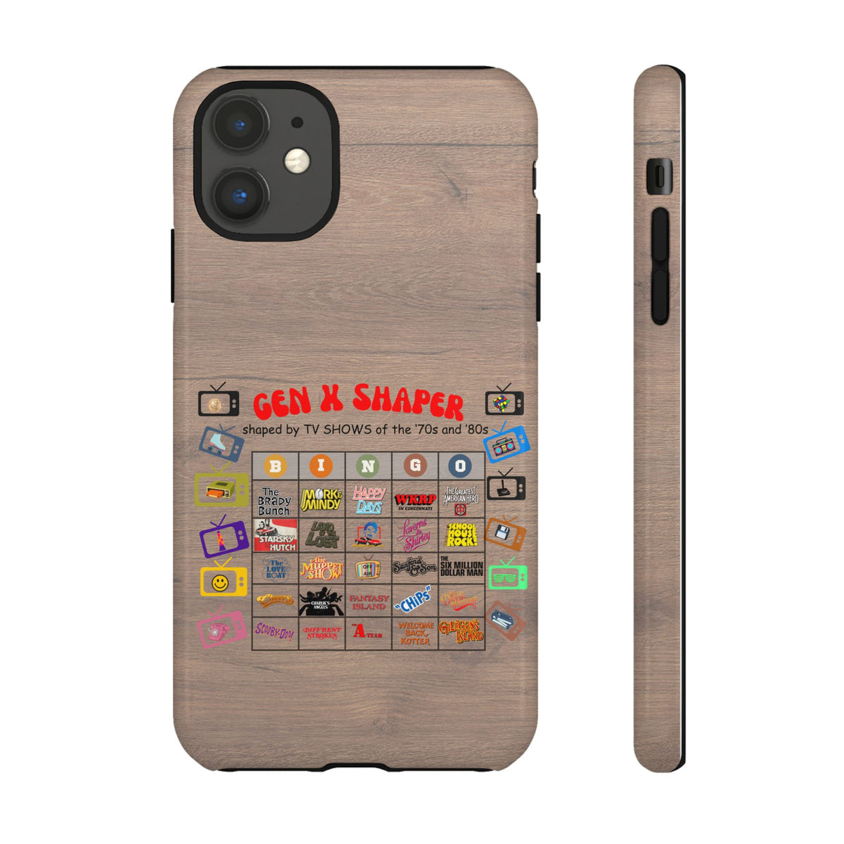 Gen X 70s & 80s TV Shows Bingo iPhone Case | Retro Tough Cover