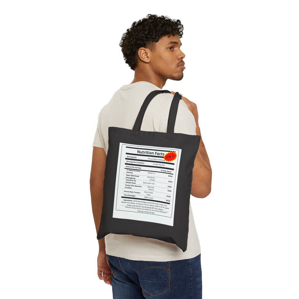 Gen X Nutrition Facts Tote Bag | Retro Canvas Bag