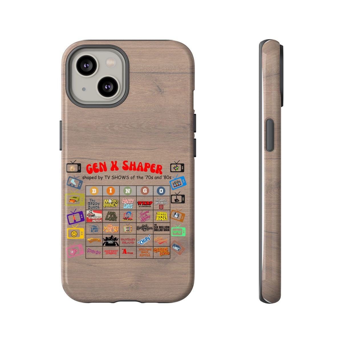 Gen X 70s & 80s TV Shows Bingo iPhone Case | Retro Tough Cover