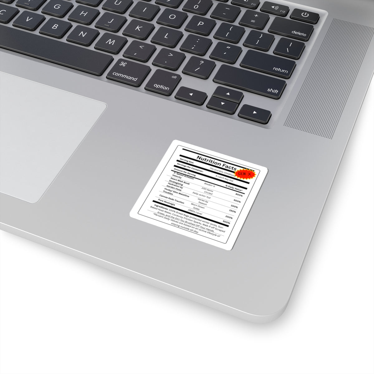 Gen X Nutrition Facts Sticker | Retro Childhood Decal