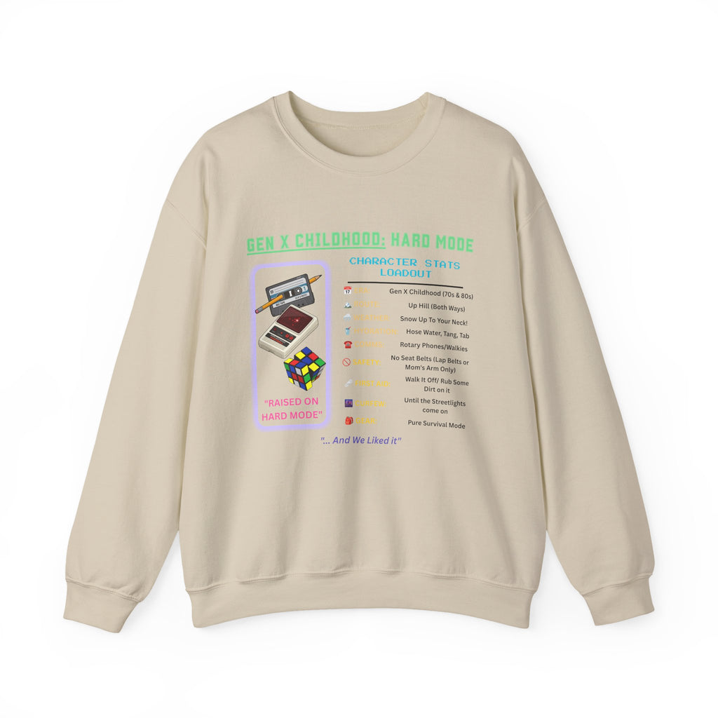 Gen X Childhood Hard Mode Sweatshirt | Retro Crewneck