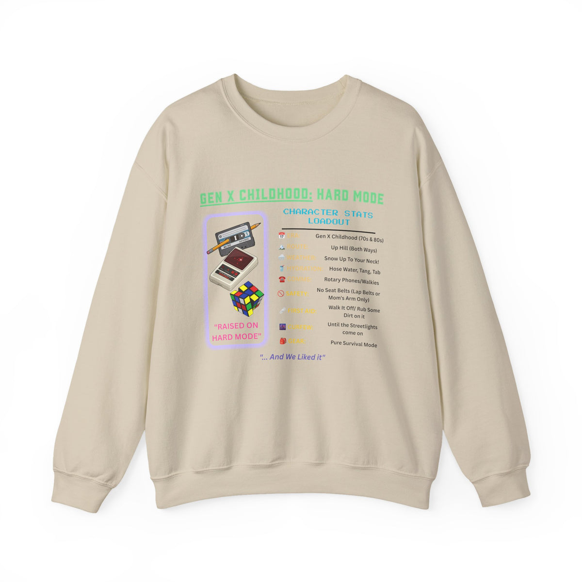 Gen X Childhood Hard Mode Sweatshirt | Retro Crewneck