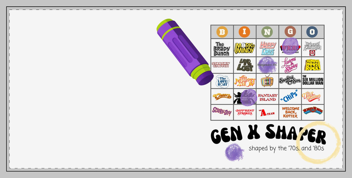 Gen X 70s & 80s TV Shows Bingo Desk Mat | Retro Office Decor