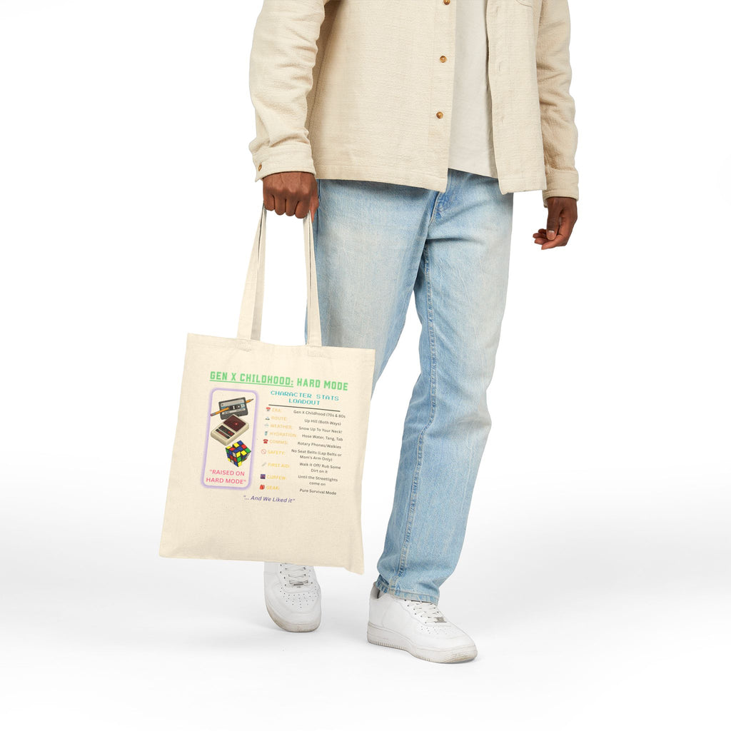 Gen X Childhood Hard Mode Tote Bag | Retro Canvas Bag
