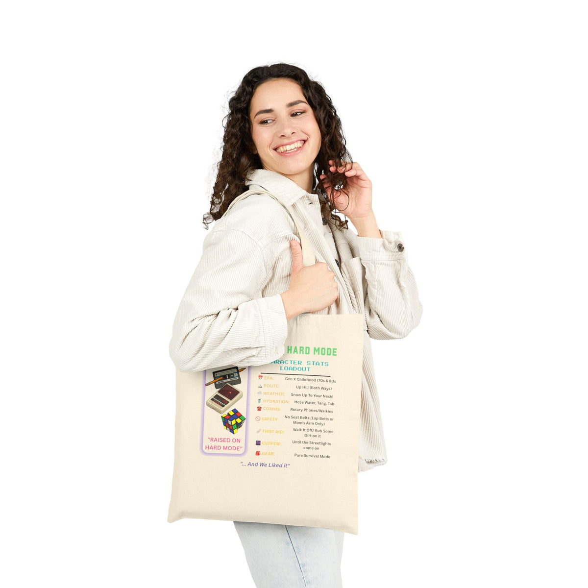Gen X Childhood Hard Mode Tote Bag | Retro Canvas Bag