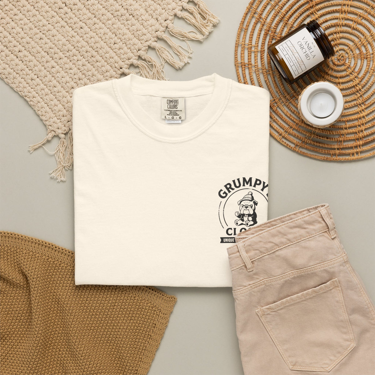 Grumpy’s Closet Bulldog Logo T-Shirt | Garment-Dyed Graphic Tee