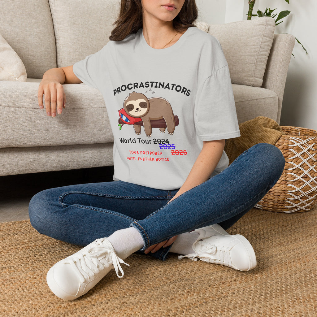 Procrastinators World Tour T-Shirt | Funny Sloth Tee