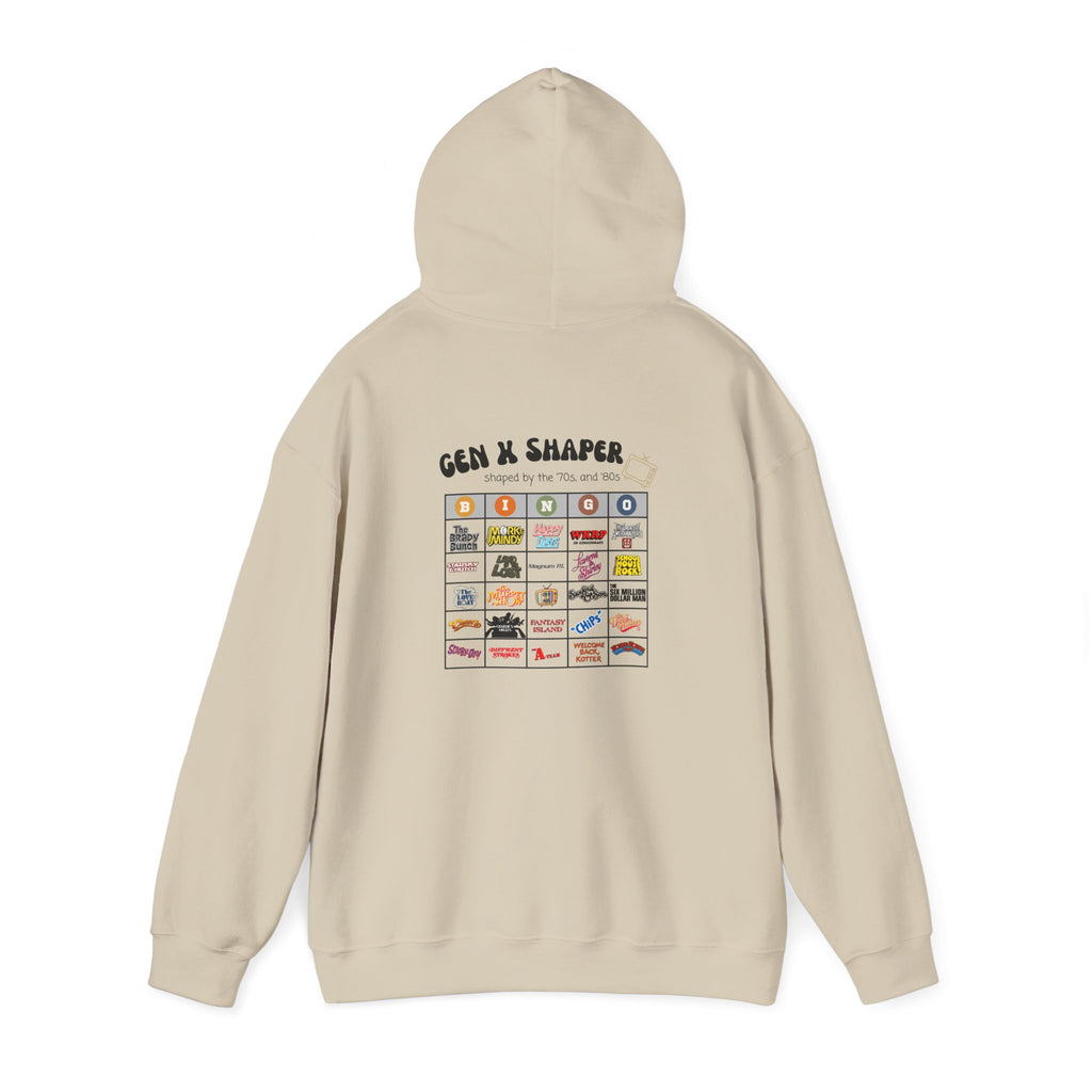 Gen X 70s & 80s TV Shows Bingo Hoodie | Retro Nostalgia Sweatshirt