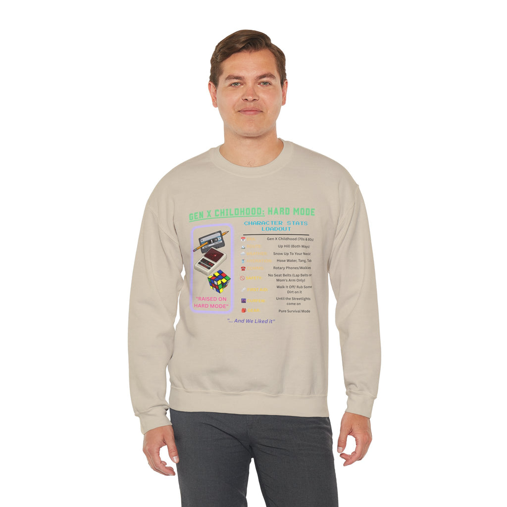 Gen X Childhood Hard Mode Sweatshirt | Retro Crewneck