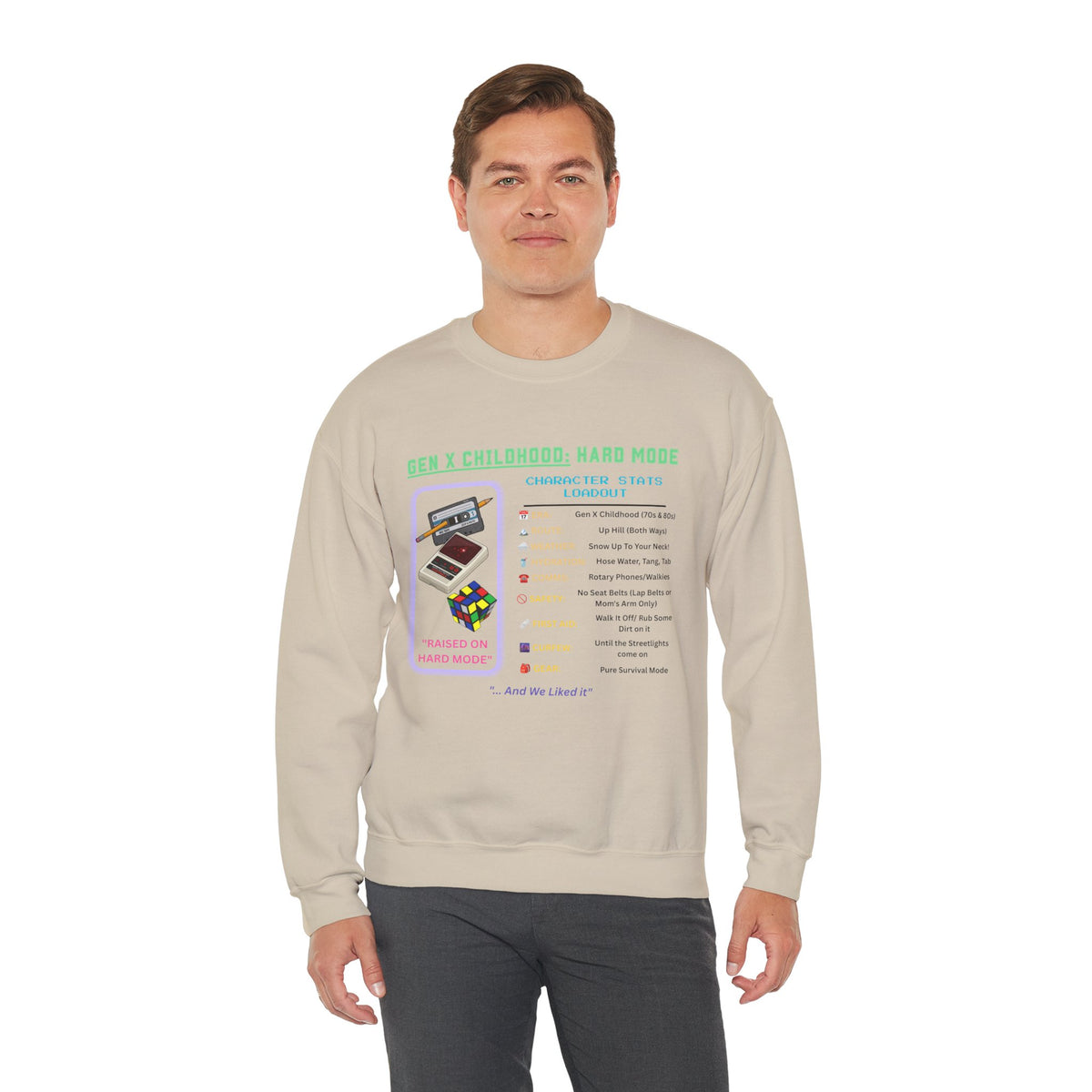 Gen X Childhood Hard Mode Sweatshirt | Retro Crewneck