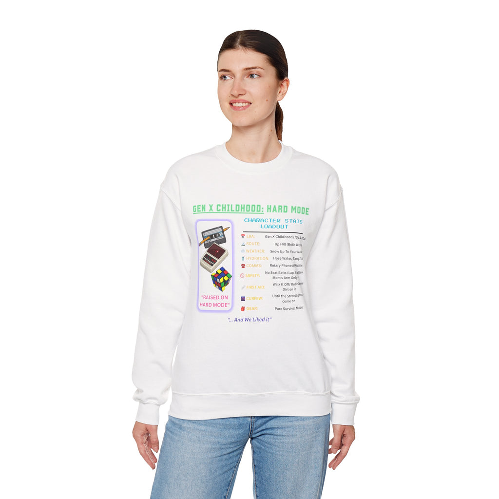 Gen X Childhood Hard Mode Sweatshirt | Retro Crewneck