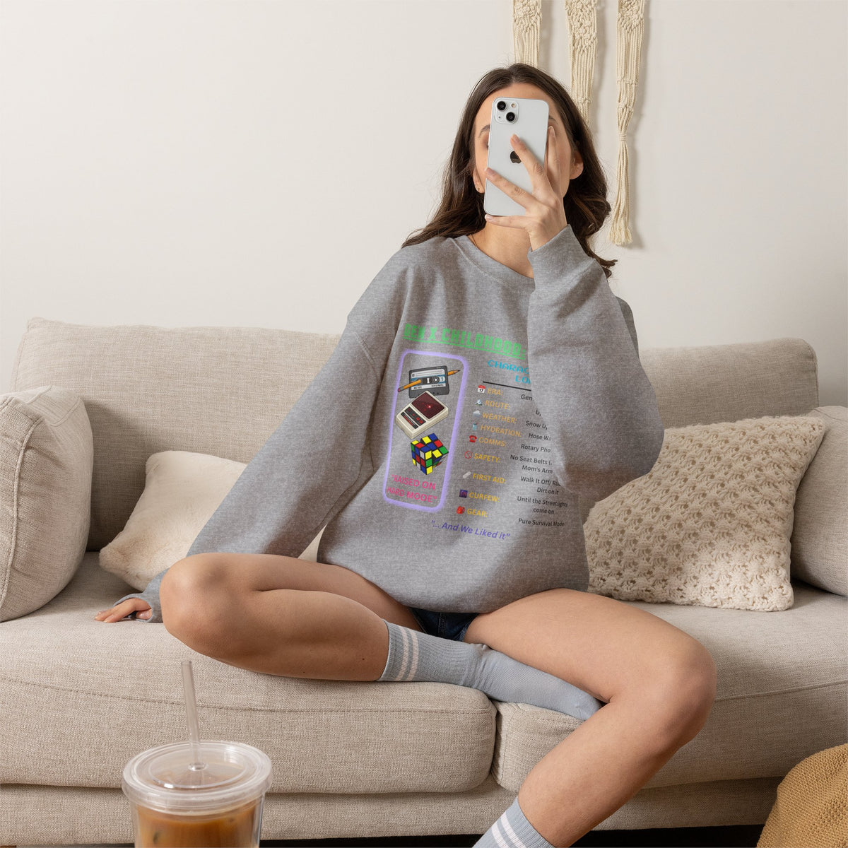 Gen X Childhood Hard Mode Sweatshirt | Retro Crewneck