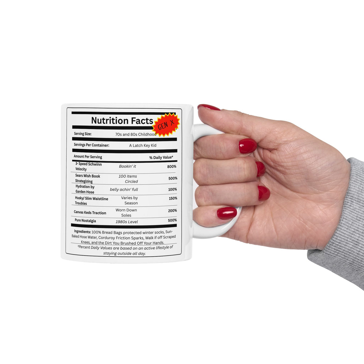 Gen X Nutrition Facts Mug | 11 oz & 15 oz