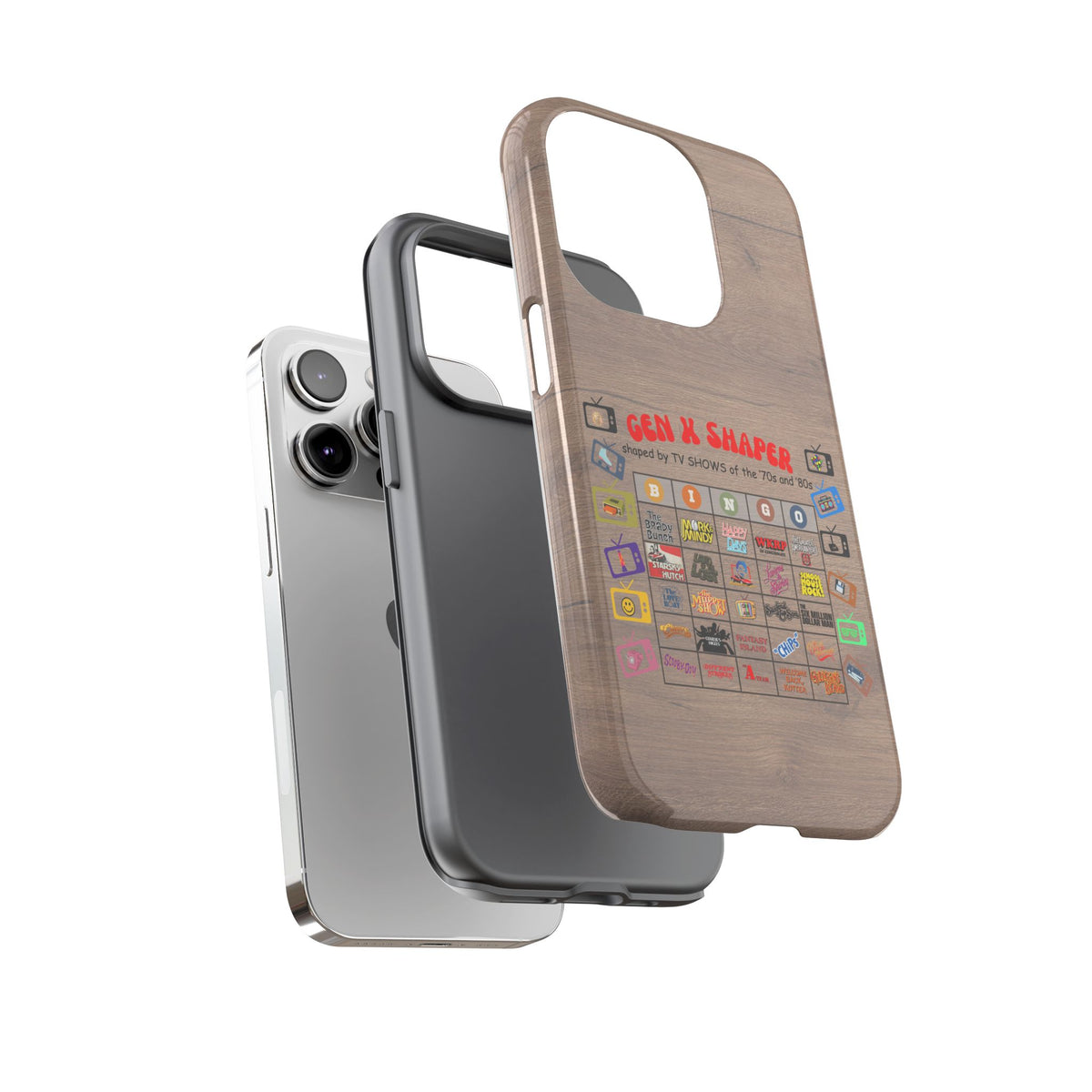 Gen X 70s & 80s TV Shows Bingo iPhone Case | Retro Tough Cover