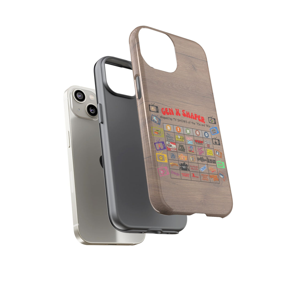 Gen X 70s & 80s TV Shows Bingo iPhone Case | Retro Tough Cover