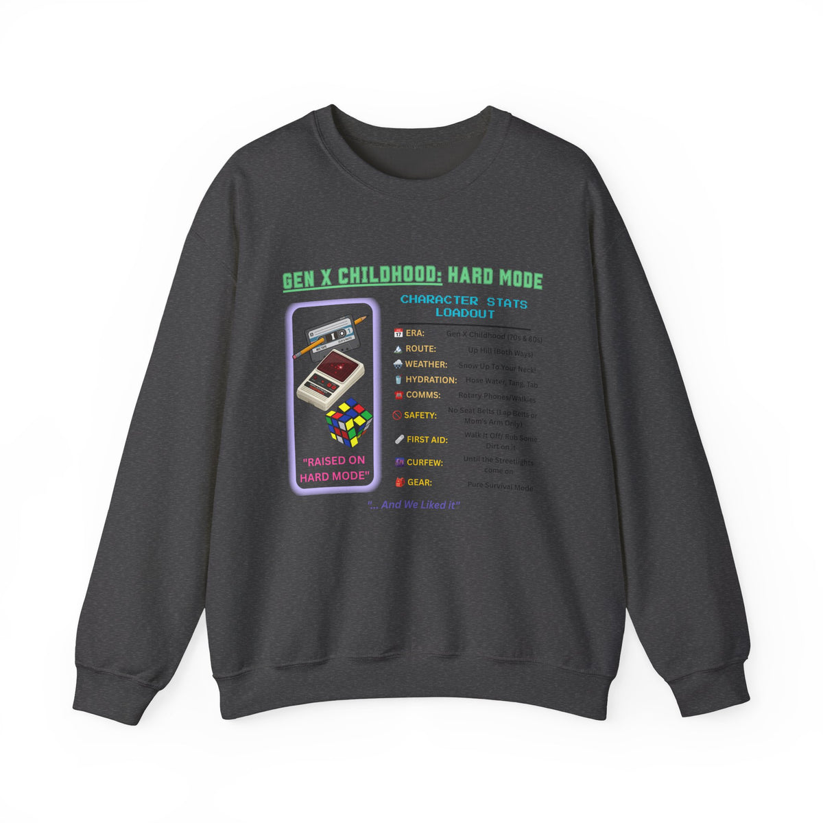 Gen X Childhood Hard Mode Sweatshirt | Retro Crewneck