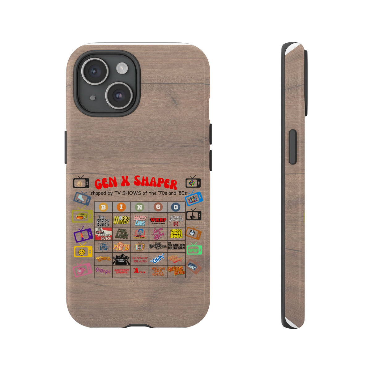 Gen X 70s & 80s TV Shows Bingo iPhone Case | Retro Tough Cover