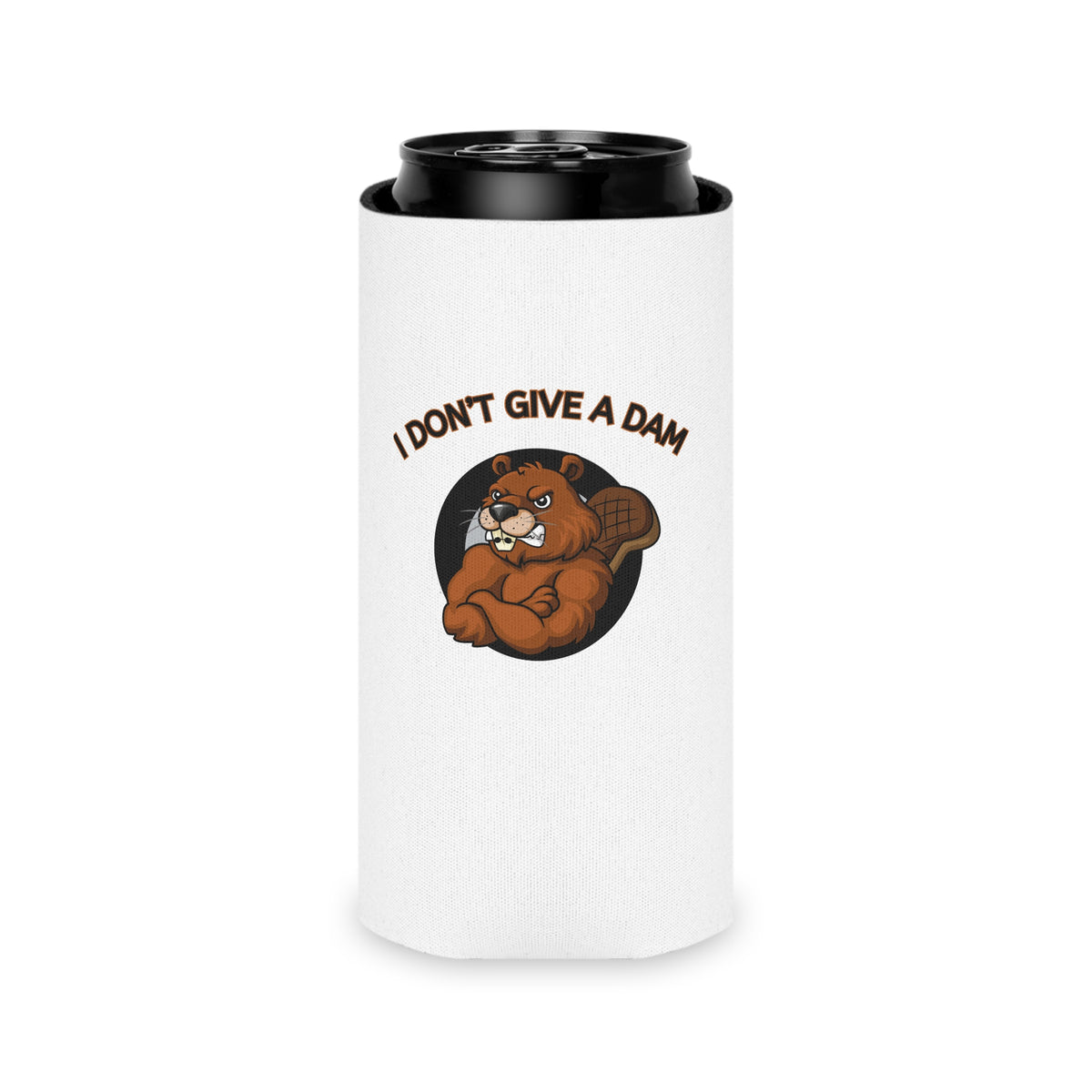 I Don't Give a Dam Beaver Can Cooler — Funny Outdoor Beverage Insulator