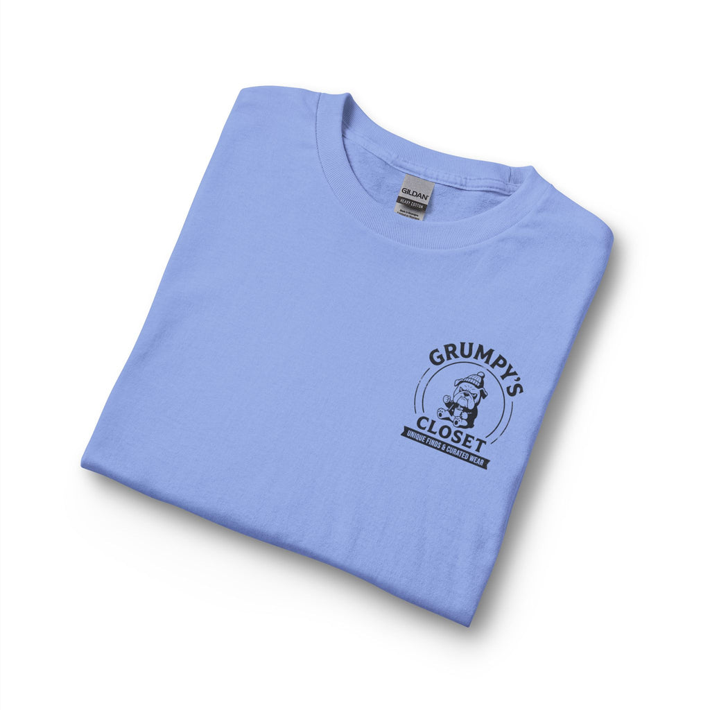 Grumpy's Closet Long Sleeve Tee — Vintage Bulldog Logo, 'Unique Finds & Curated Wear'