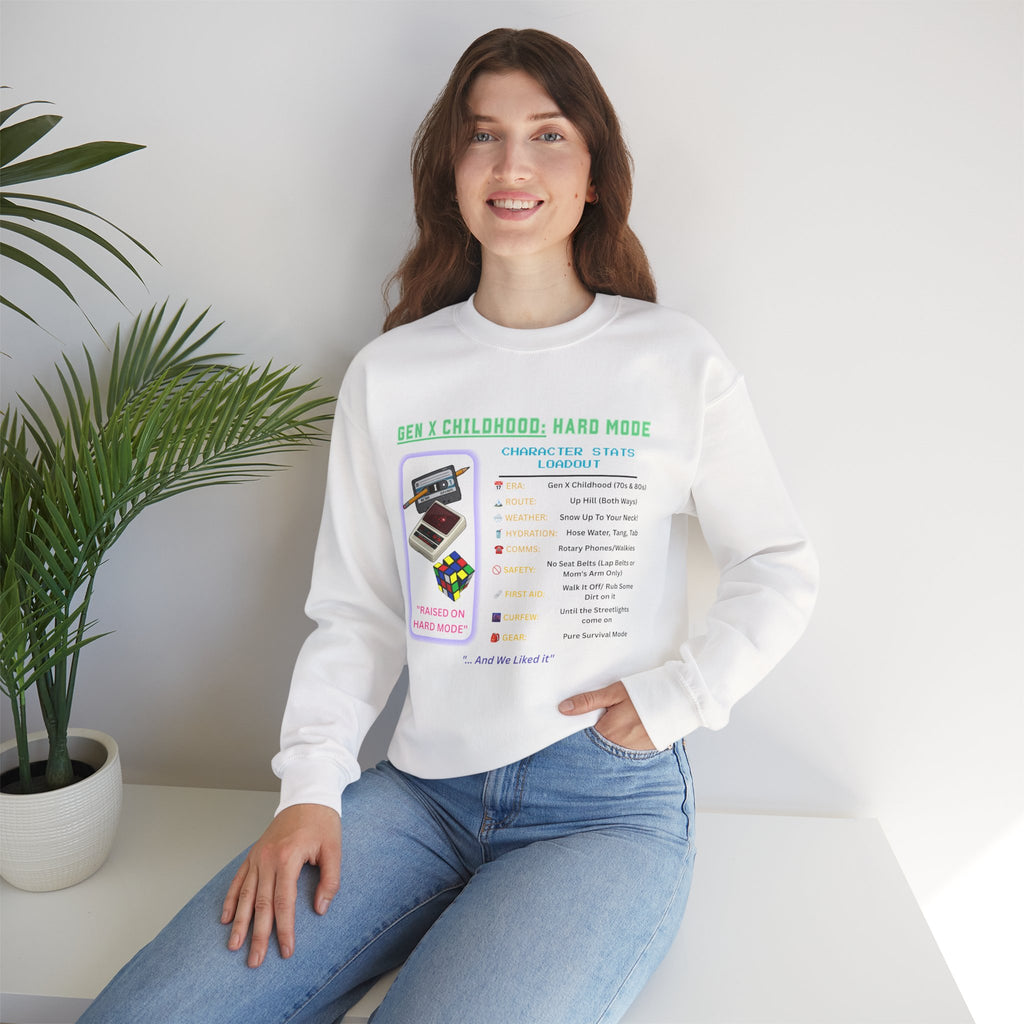 Gen X Childhood Hard Mode Sweatshirt | Retro Crewneck