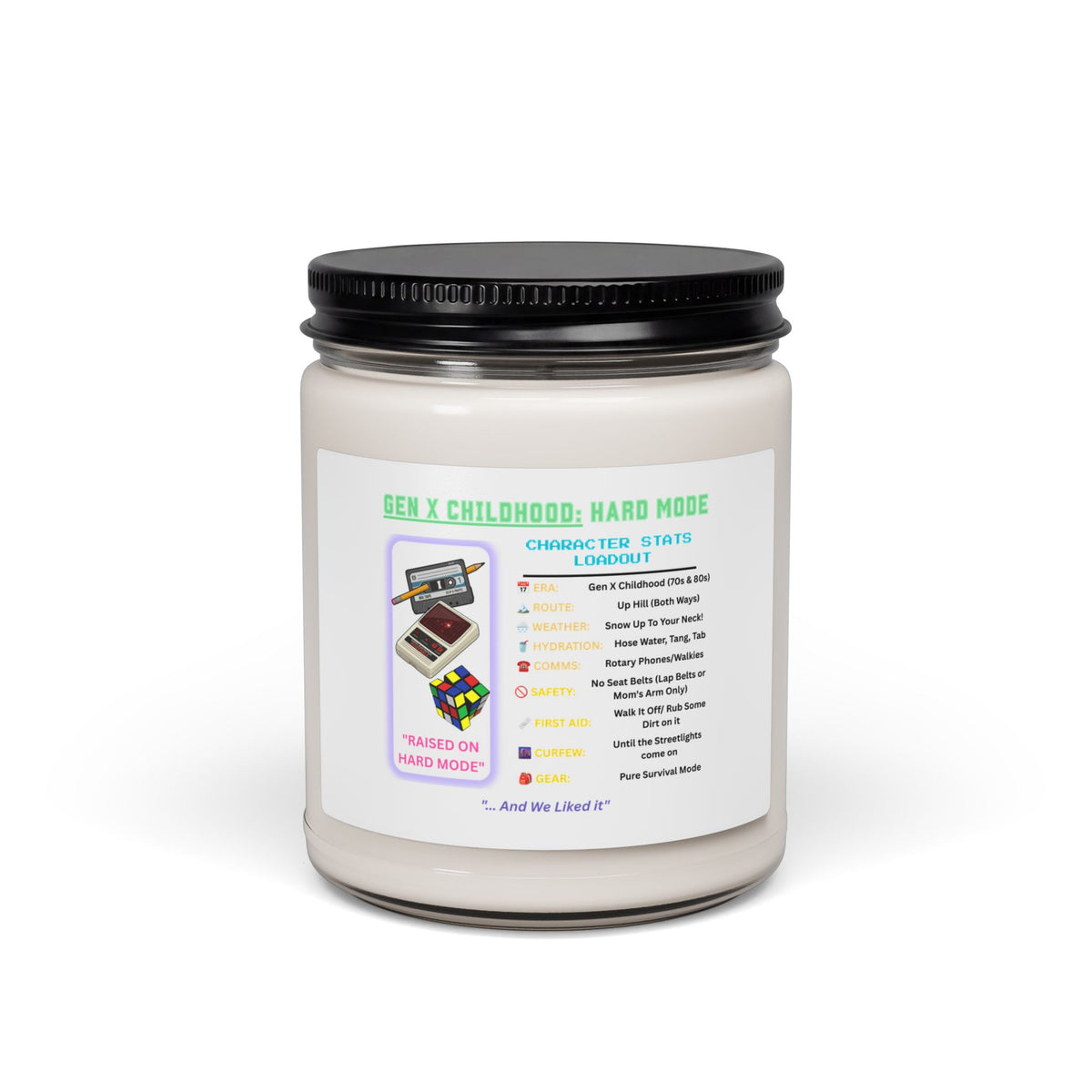 Gen X Childhood Nostalgia Candle, Latchkey Kid 9oz Soy Jar, Retro Toys Games Scent, Sarcastic 70s 80s Hard Mode Birthday Workspace Gift