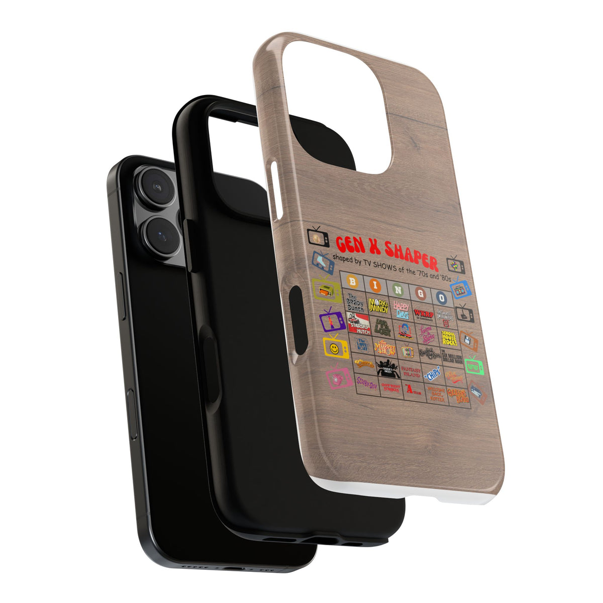 Gen X 70s & 80s TV Shows Bingo iPhone Case | Retro Tough Cover