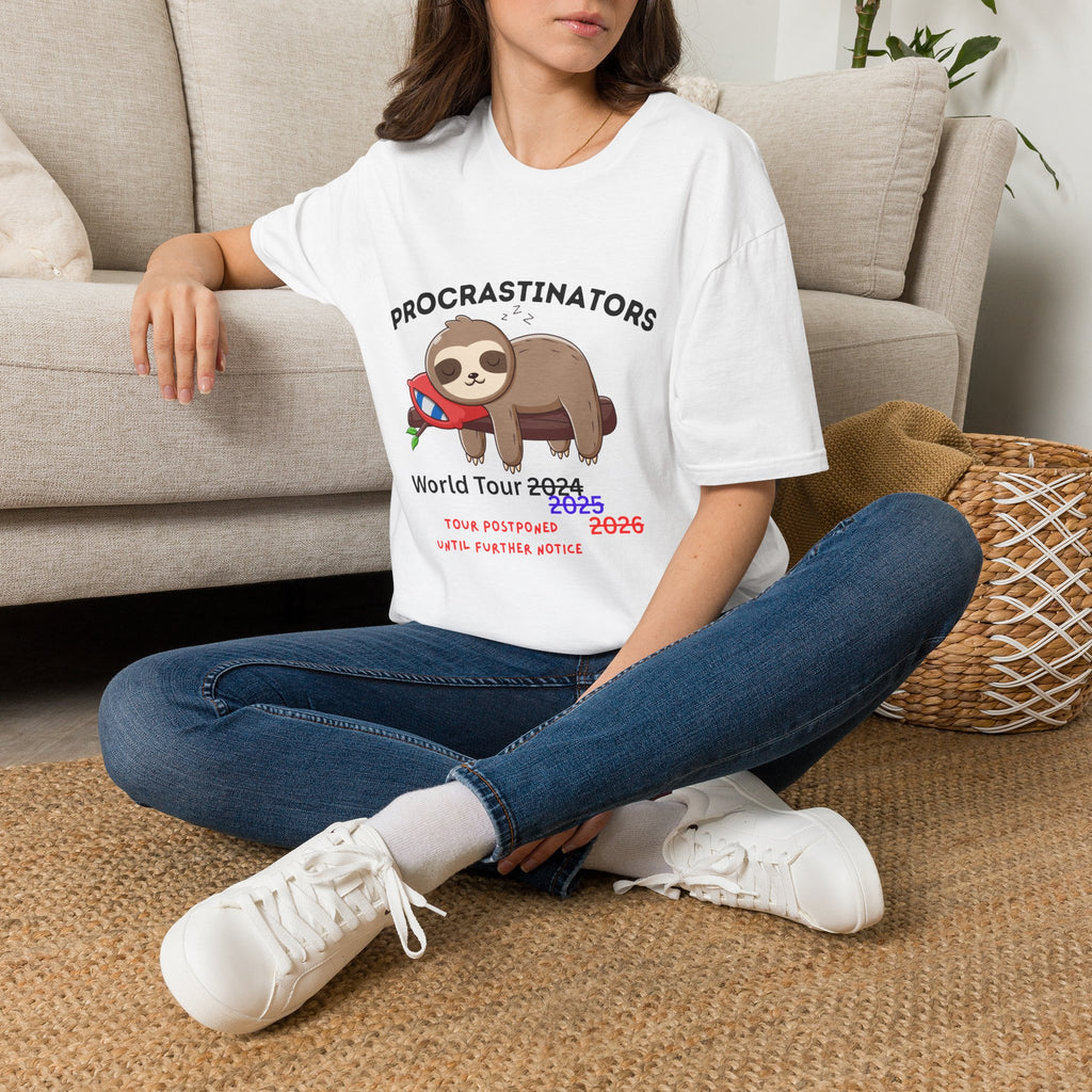 Procrastinators World Tour T-Shirt | Funny Sloth Tee