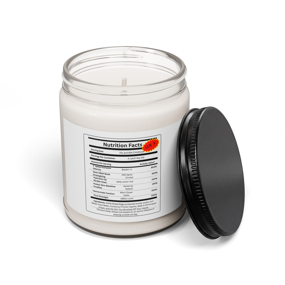 Gen X Nutrition Facts Scented Candle | 9 oz Soy Jar