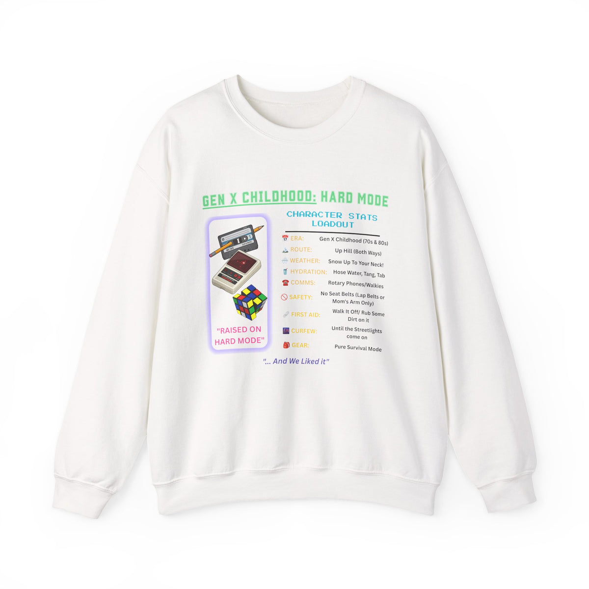 Gen X Childhood Hard Mode Sweatshirt | Retro Crewneck