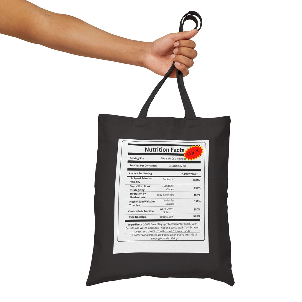 Gen X Nutrition Facts Tote Bag | Retro Canvas Bag
