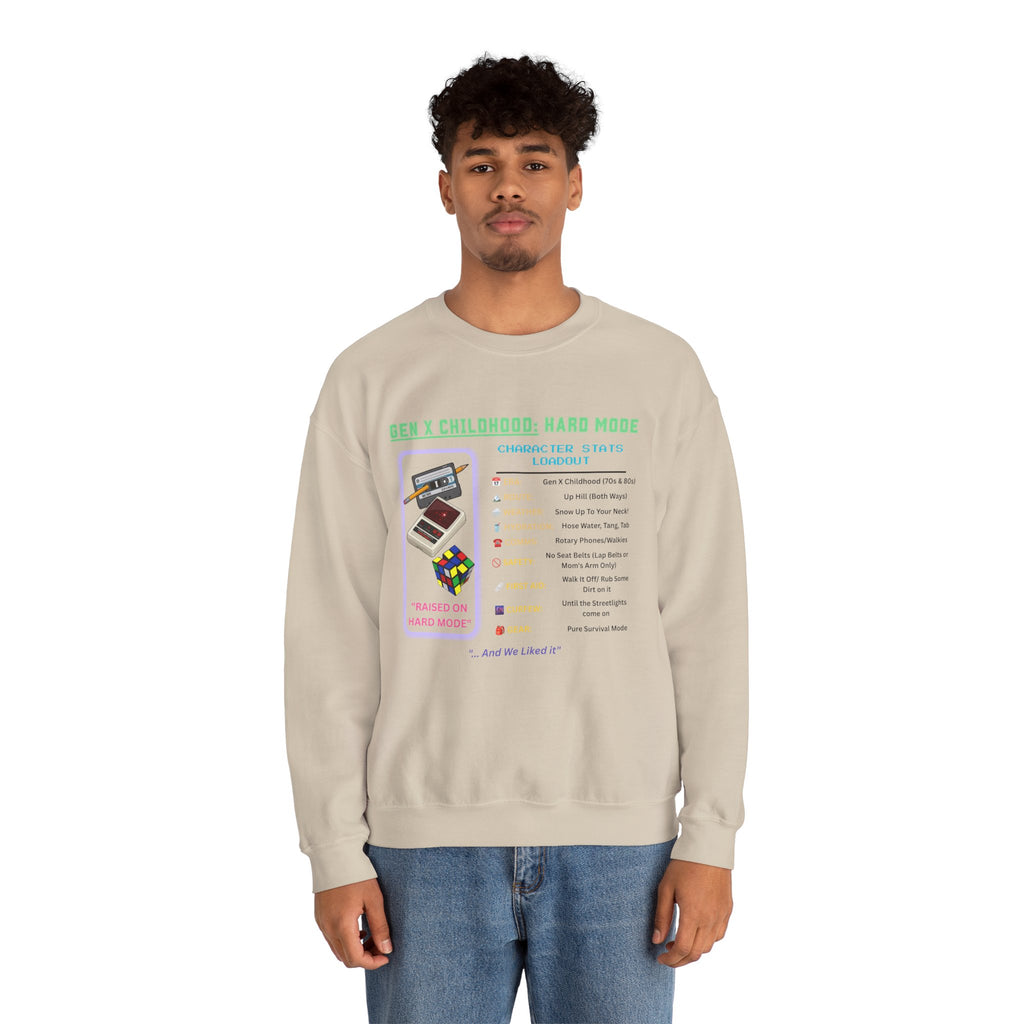 Gen X Childhood Hard Mode Sweatshirt | Retro Crewneck